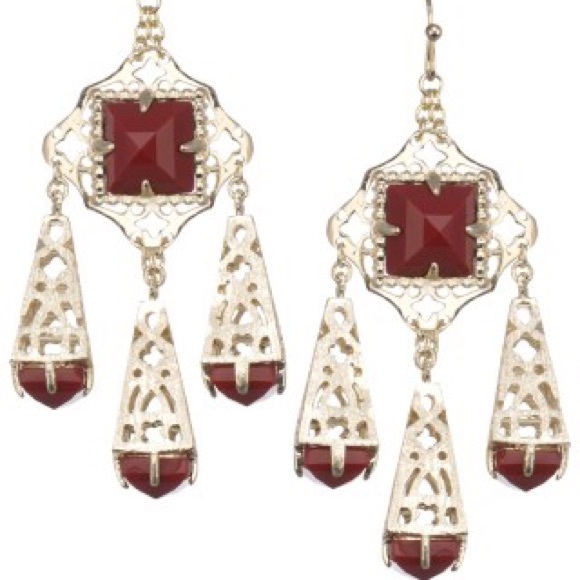 Kendra Scott Vinita Chandelier Dark Red Earrings