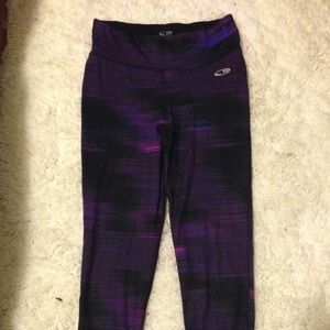 Purple and black yoga capris