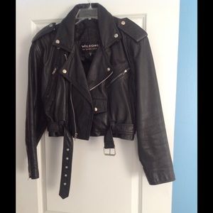 Black leather moto jacket