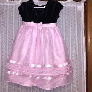 Black Velvet & Pink Sheer Holiday Dress