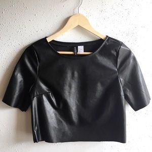 H&M faux leather cropped top