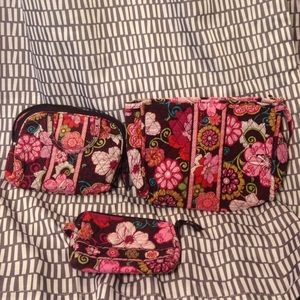 Bundled set of Vera Bradley cosmetic bags