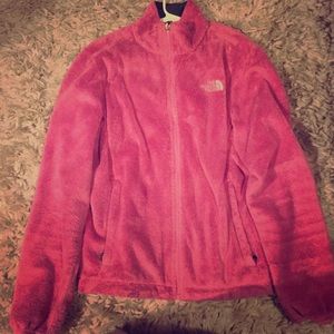 Fuzzy pink north face