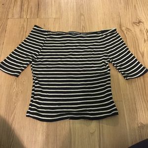 Brandy Melville striped off the shoulder crop top