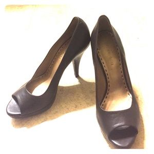 Chocolate brown peep toe