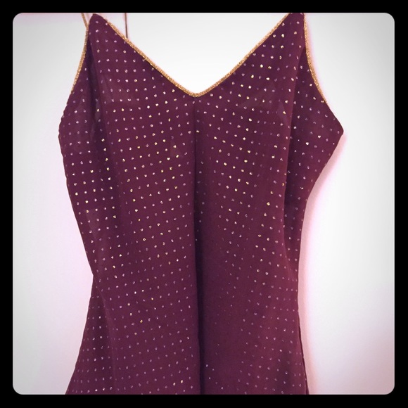 Sheer vintage 1970s  tank w gold glitter details