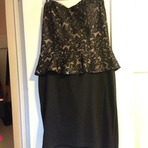Strapless Beige & Black Dress