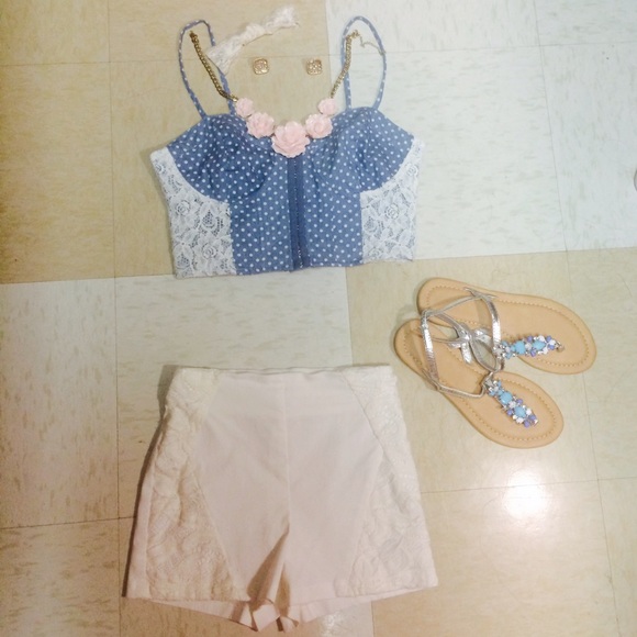 Light Blue Lacey Forever 21 Crop Top