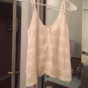 Really cute while lace button down crop