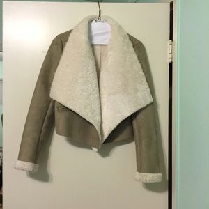 Nasty Gal shearling trim cropped jacket