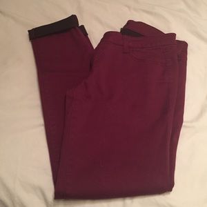 Burgundy Aqua skinny jeans