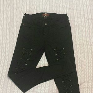 Lace-up Black Skinny Jeans