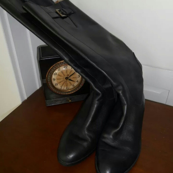 Black Leather Cole Haan Riding Boots