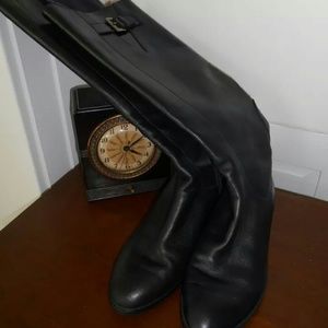 Black Leather Cole Haan Riding Boots