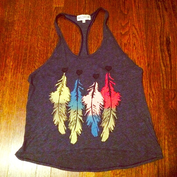 Wildfox Racerback Tank with Feather Design
