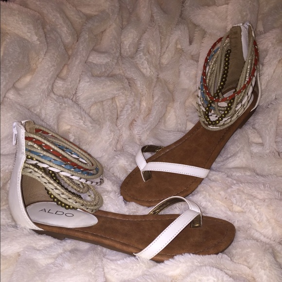aldo white flat sandals
