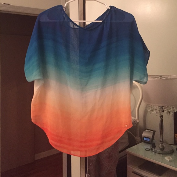 Colorful see through top.