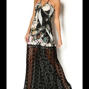 🎉Host Pick Sky floral maxi dress with black lace