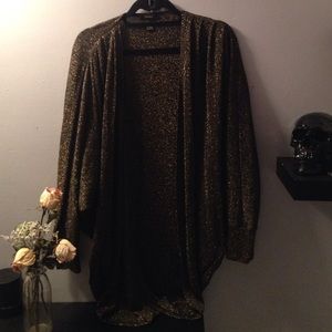 Black and gold metallic dolman cardigan