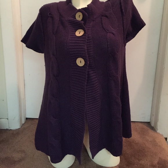Purple short sleeve cardigan