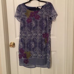 blue designed shift style dress