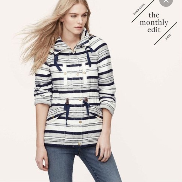 Navy Striped coat - Picture 2 of 2