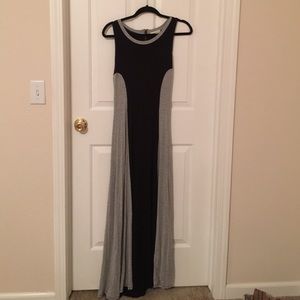 grey and black maxi dress