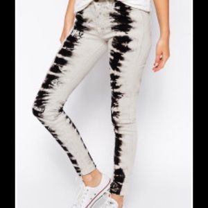 Wildfox black and white tie dyed jeans