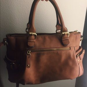 Cognac Vegan Leather Medium Sized Satchel