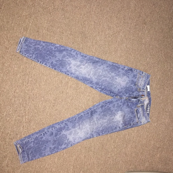 Floral printed jeans