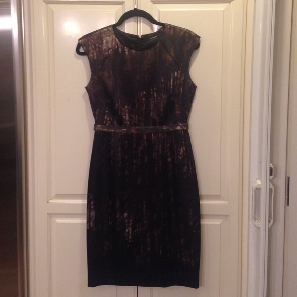 Tahari silk dress.  Black/brown.  Worn once.