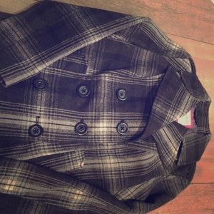 Super cozy black and white plaid jacket