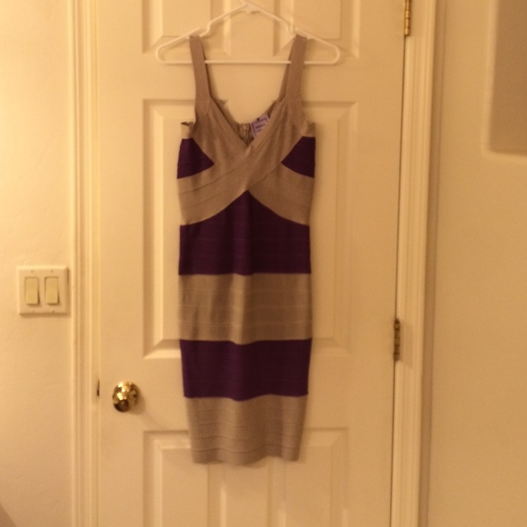Authentic Plum and beige Herve Leger dress