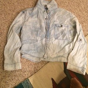 Urban outfitters cropped denim shirt