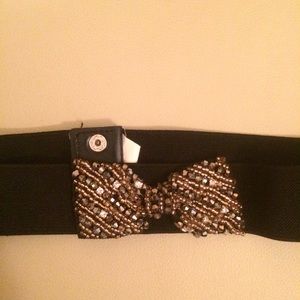 Beaded Black Bow Belt