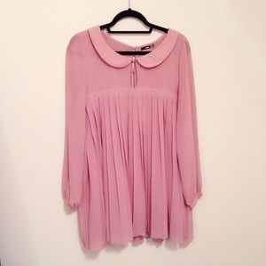 TFNC Peter Pan Collar Chiffon Pleat Dress