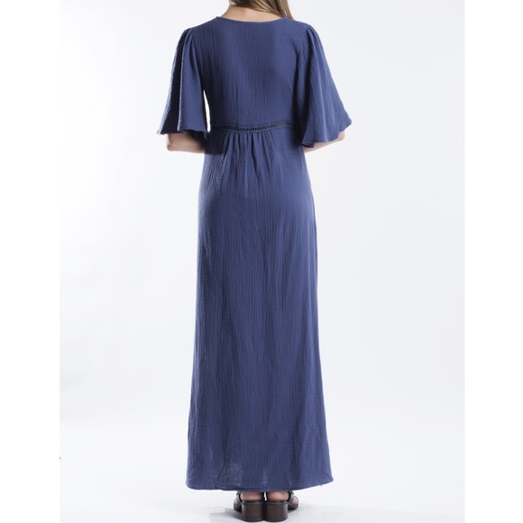 Flutter Sleeve Kimono Maxi Duster Cardigan Top - Picture 3 of 3