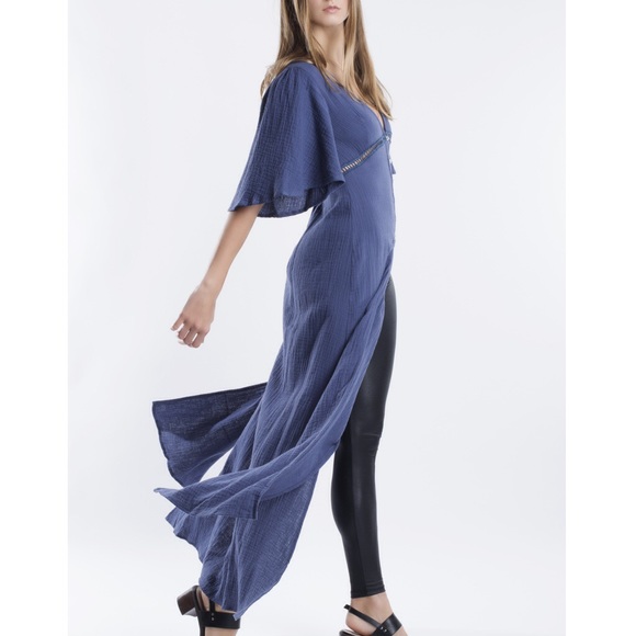 Flutter Sleeve Kimono Maxi Duster Cardigan Top - Picture 2 of 3