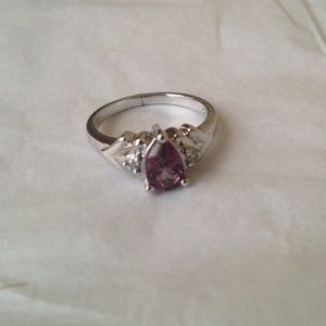 Garnet CZ .925 Sterling Silver Ring Size 6