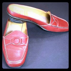 Cole Haan Red Leather Mules Slides Flats