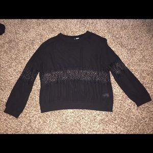 Sold!🎉🎉🎉Black sheer blouse with lace design
