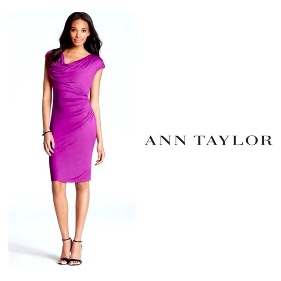 NWT Ann Taylor Magenta Cowlneck Jersey Dress