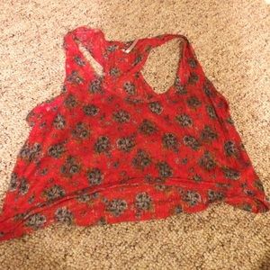 Free people crop top red flowers