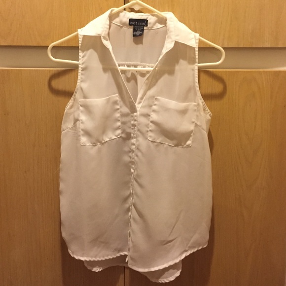 Sheer white collard top