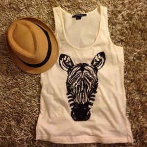 French Connection Sequined Zebra Tank