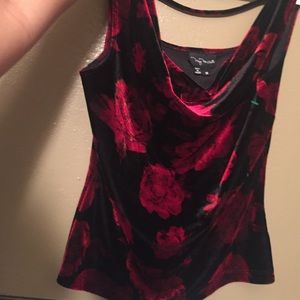 Black and Red rose velvet top