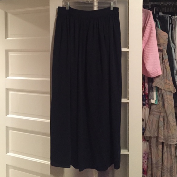 Banana Republic Navy Blue Polyester Maxi Skirt