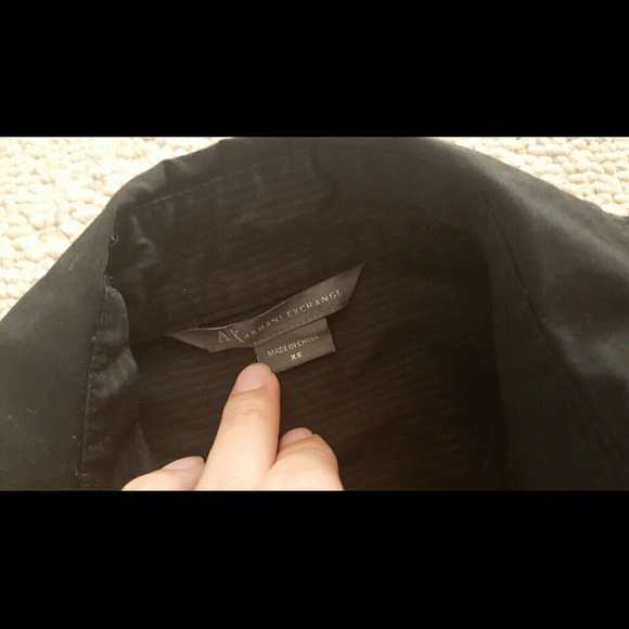 Black striped button down casual dress shirt top - Picture 3 of 3