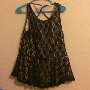 Black lace peplum top