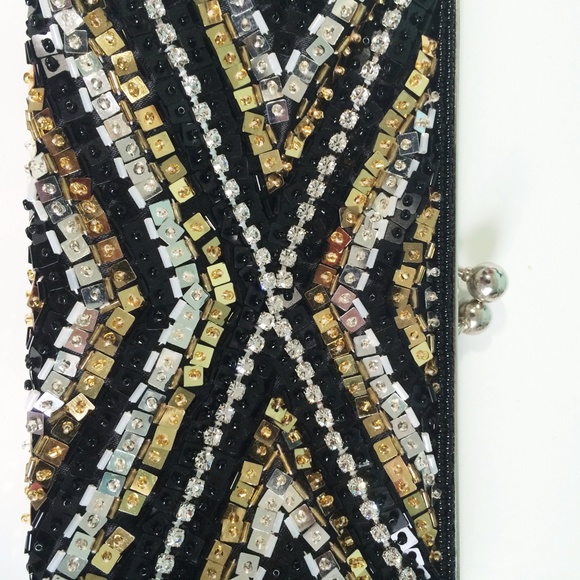 Black, Gold, Silver Sequined Clutch Purse - Picture 4 of 4